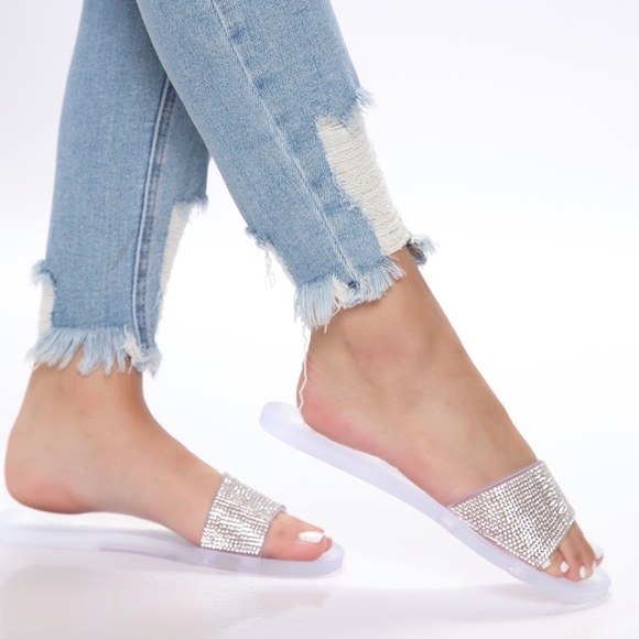 clear sparkly slides